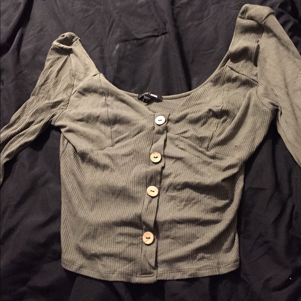 Fashion Nova Olive Green off the shoulder top